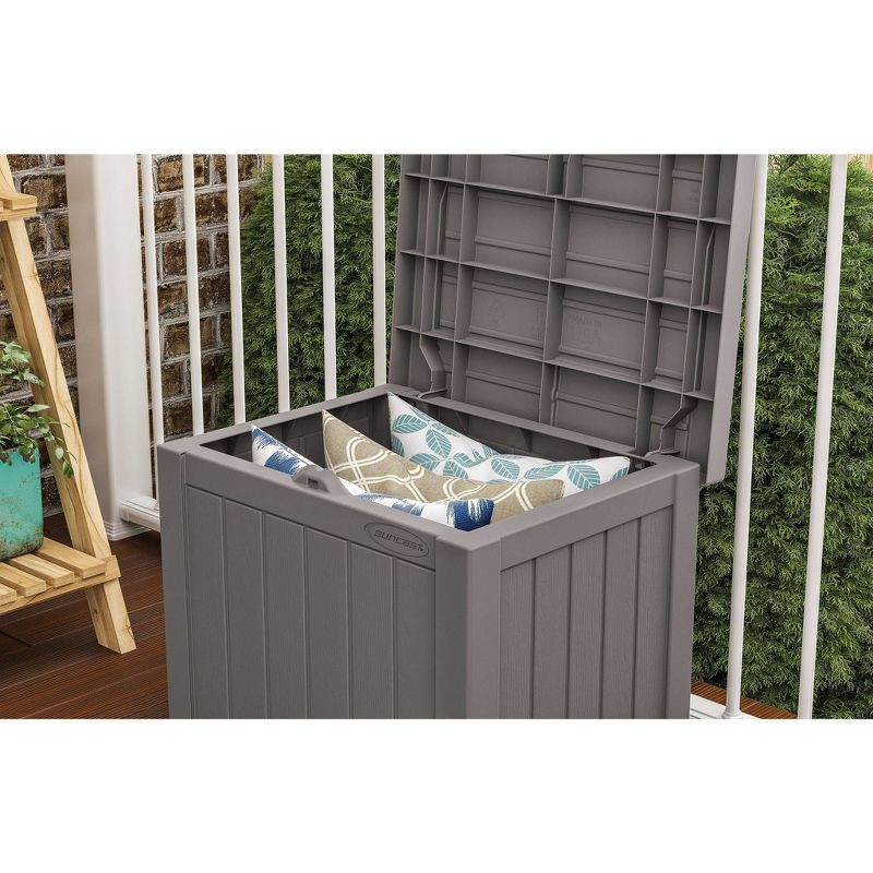 slide 8 of 8, Suncast 22gal Storage Seat Stoney Gray, 22 gal