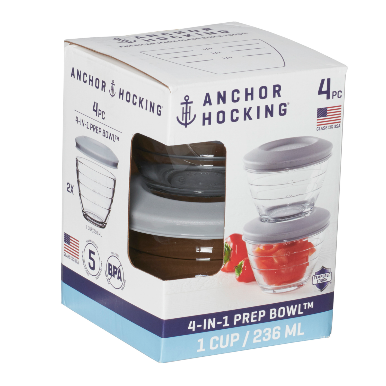 slide 2 of 3, Anchor Hocking Glass Cooking Prep Cup with Lid, 1 cup