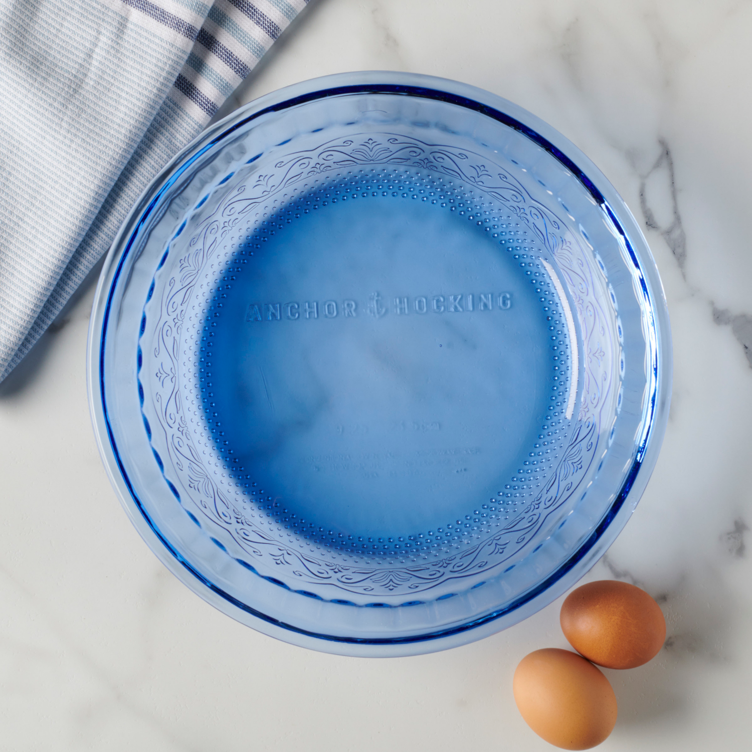 slide 5 of 5, Anchor Hocking 9.25 Inch Laurel Pie Plate In Coastal Blue, 9.5 in