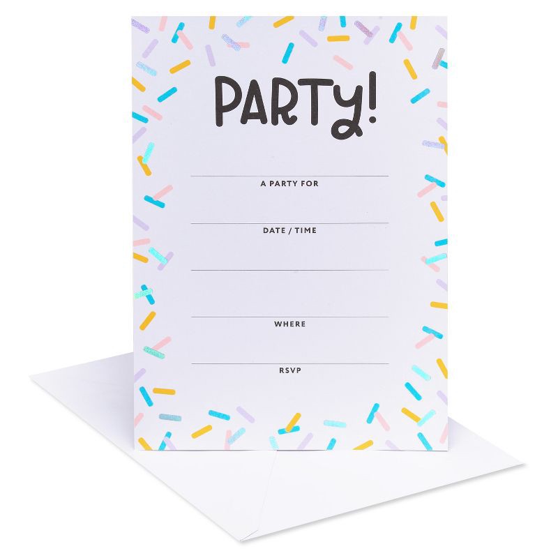 slide 2 of 6, 10ct Birthday Party Invitations Confetti - Spritz™: Kids Typography Cards, Multicolored, Vertical Fold, 5.19"x3.94", 10 ct