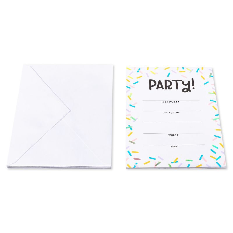 slide 4 of 6, 10ct Birthday Party Invitations Confetti - Spritz™: Kids Typography Cards, Multicolored, Vertical Fold, 5.19"x3.94", 10 ct