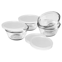 Anchor Hocking 6 Ounces Custard Cups with Lids 8 Pc