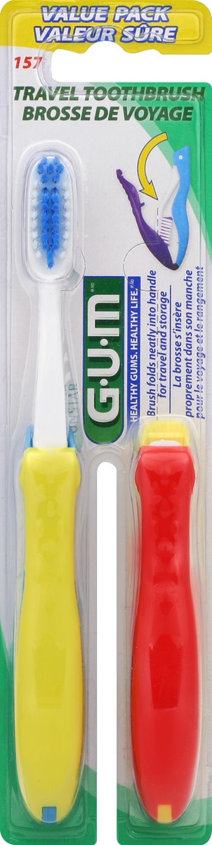 slide 2 of 3, G-U-M Value Pack Soft Travel Toothbrush 2 ea, 2 ct