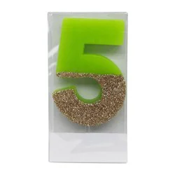 Number 5 Glitter Candle Green/Gold - Spritz™