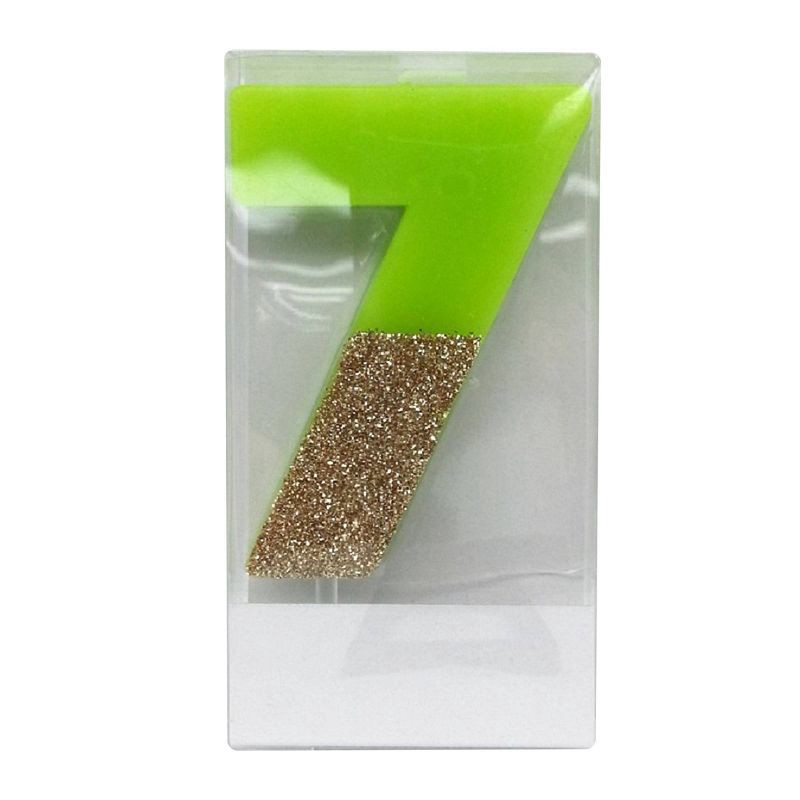 slide 1 of 1, Number 7 Glitter Candle Green/Gold - Spritz™: Birthday Cake Candle, 4" Wax, 7th Celebration Decor, 1 ct