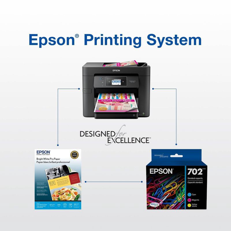 slide 4 of 6, Epson 702 Black C/M/Y 4pk Combo Ink Cartridges - Black Cyan Magenta Yellow: Standard Yield, 4 ct