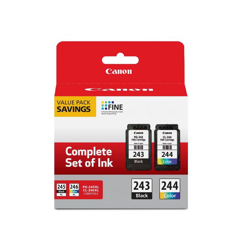 slide 1 of 3, Canon PG-243 Black 244 Color Combo 2pk Ink Cartridges - Black Tri-color (1287C006), 2 ct