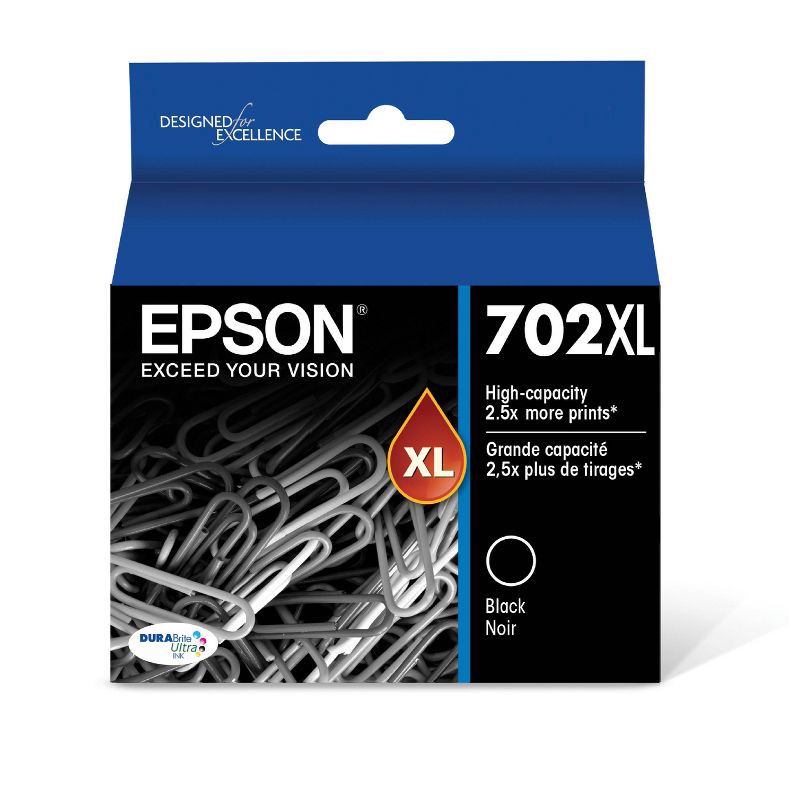 slide 1 of 7, Epson 702XL Single Ink Cartridge - Black (T702XL120-CP), 1 ct