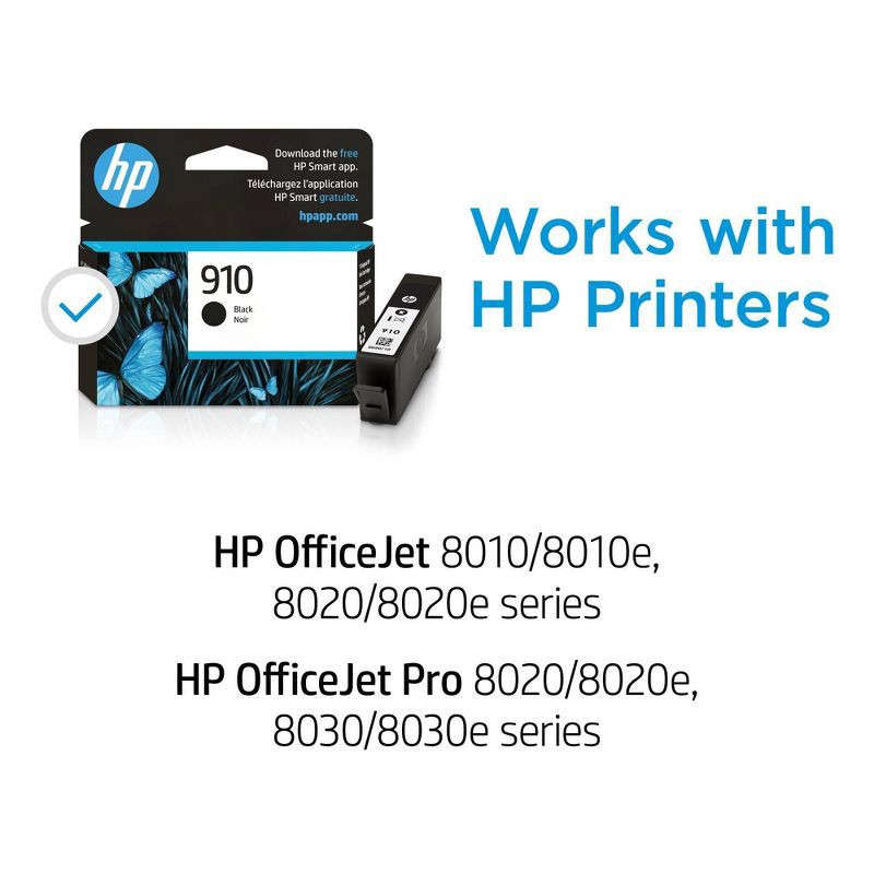 slide 9 of 16, HP Inc. HP 910 Original Ink Cartridge - Black (3YL61AN): Standard Yield, 1 Color, 0.1 lbs, 1 ct