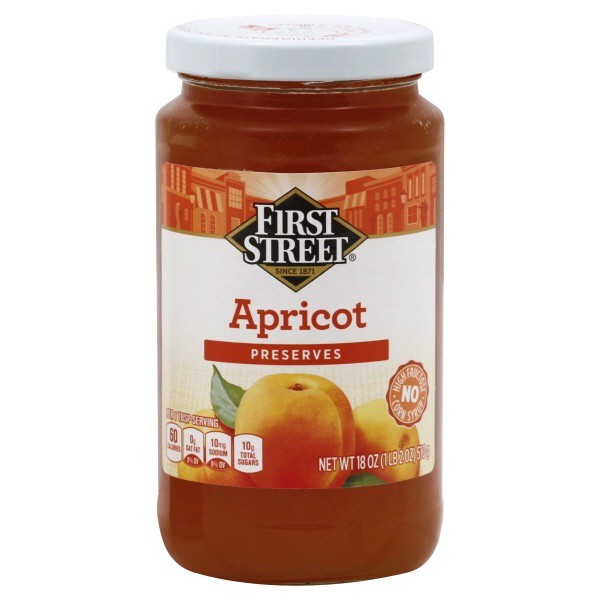 slide 1 of 1, First Street Apricot Preserves, 18 oz