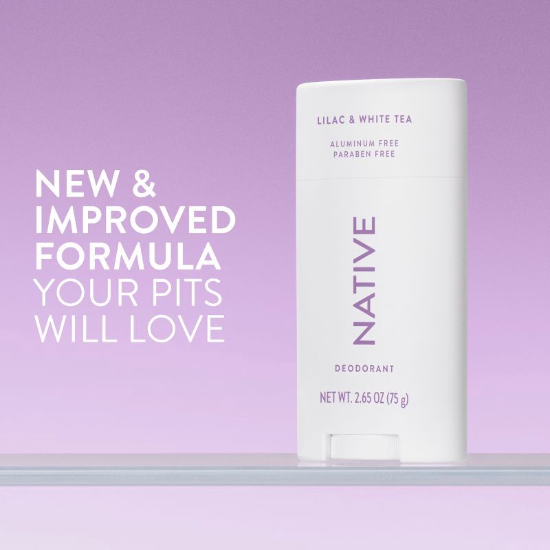 slide 2 of 10, Native Solid Deodorant for Women & Men - Lilac & White Tea - Aluminum-Free 2.65oz, 2.65 oz