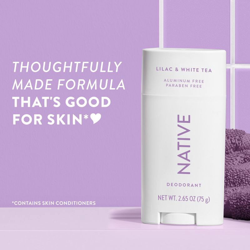 slide 5 of 9, Native Solid Deodorant for Women & Men - Lilac & White Tea - Aluminum-Free 2.65oz, 2.65 oz
