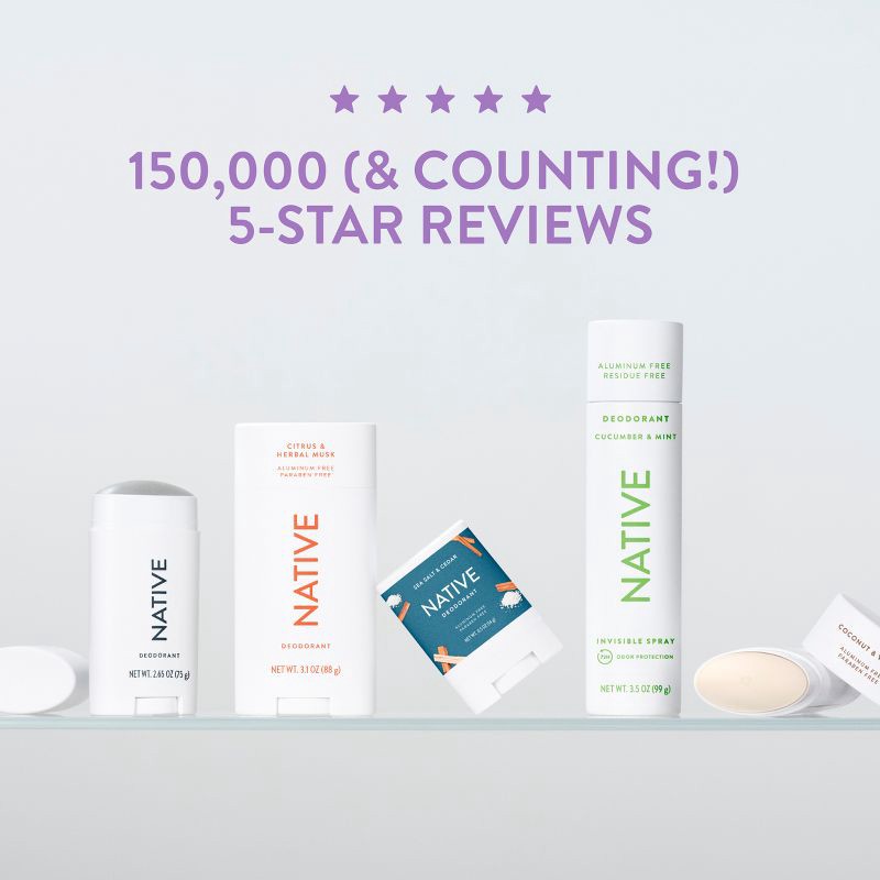 slide 8 of 10, Native Solid Deodorant for Women & Men - Lilac & White Tea - Aluminum-Free 2.65oz, 2.65 oz