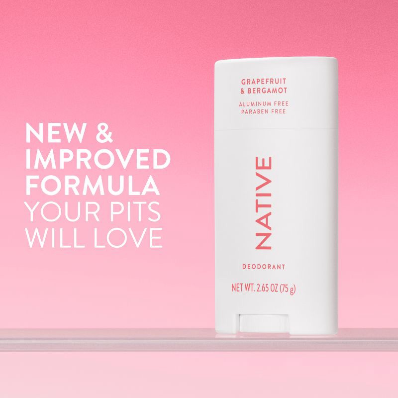 slide 2 of 10, Native Solid Deodorant for Women & Men - Grapefruit & Bergamot - Aluminum-Free 2.65oz, 2.65 oz