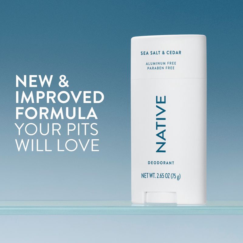 slide 2 of 10, Native Solid Deodorant for Men & Women - Sea Salt & Cedar - Aluminum-Free 2.65oz, 2.65 oz