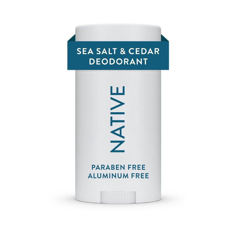 slide 10 of 10, Native Solid Deodorant for Men & Women - Sea Salt & Cedar - Aluminum-Free 2.65oz, 2.65 oz