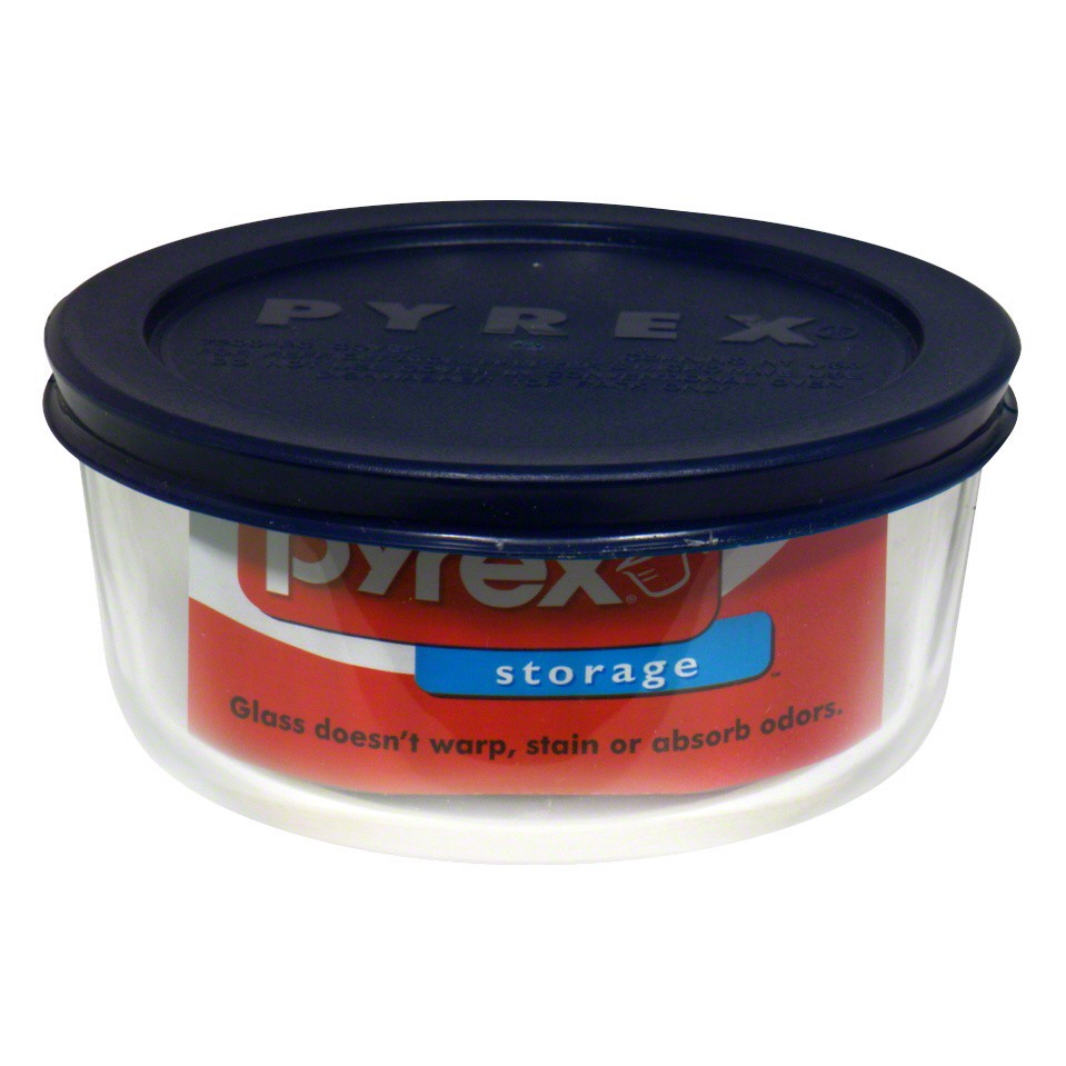 slide 1 of 1, Pyrex 2 Cup Round Dish With Plastic Cover, 2 cups