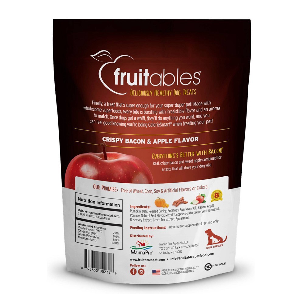 slide 5 of 7, Fruitables Baked Cripsy Bacon and Apple Flavor Healthy Low Calorie Dog Treats - 7oz, 7 oz