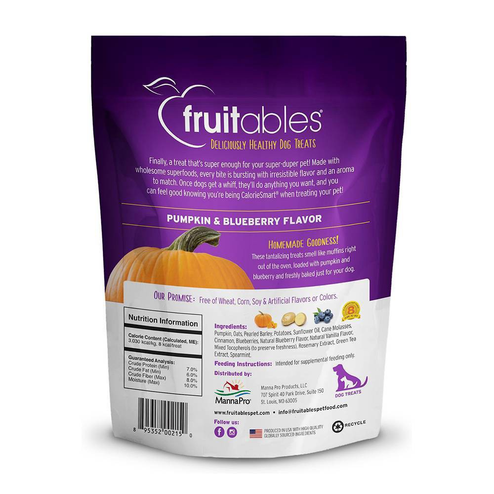 slide 7 of 7, Fruitables Baked Pumpkin and Blueberry Flavor Healthy Low Calorie Dog Treats - 7oz, 7 oz