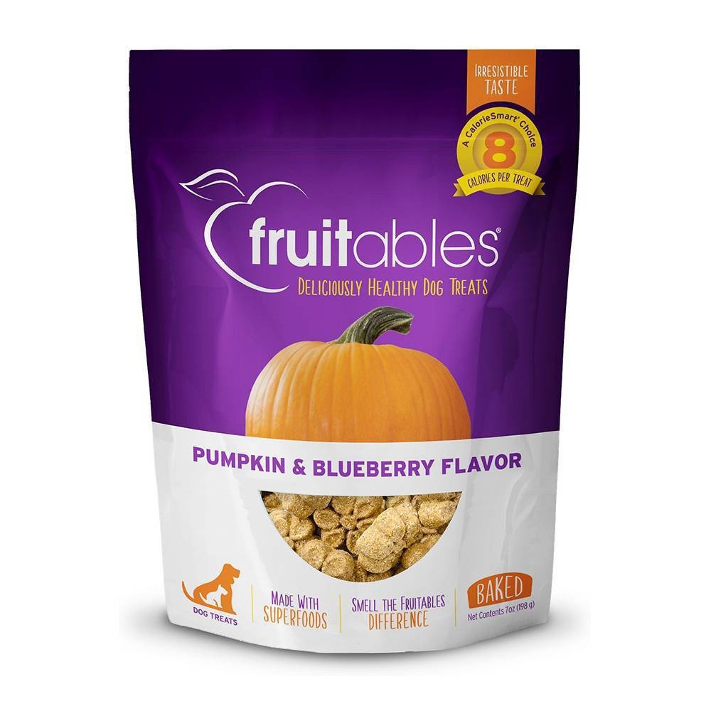 slide 1 of 7, Fruitables Baked Pumpkin and Blueberry Flavor Healthy Low Calorie Dog Treats - 7oz, 7 oz