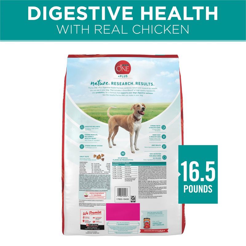 slide 8 of 10, Purina ONE SmartBlend Natural Digestive & Probiotic Health Rice and Chicken Flavor Dry Dog Food - 16.5lbs, 16.5 lb
