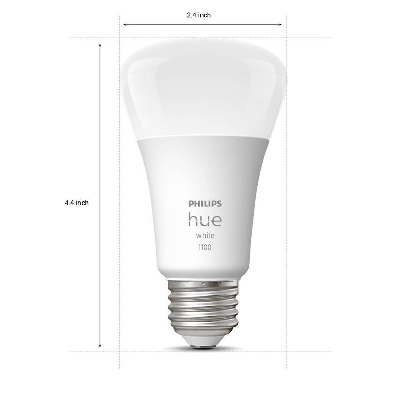 slide 8 of 8, Philips Hue A19 75W Smart LED Bulb White: Dimmable, Smartphone Controlled, 1100 Lumens, Energy Star Certified, 1 ct