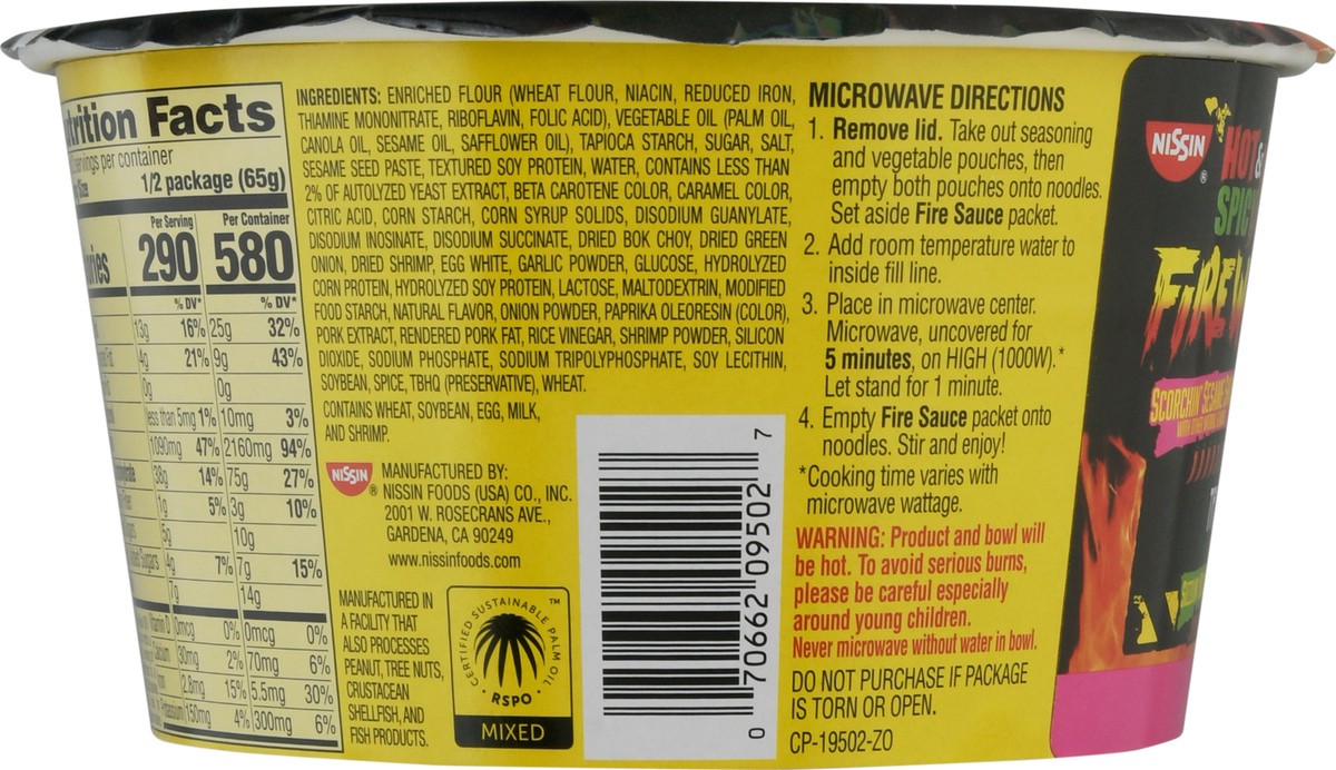 slide 9 of 9, Nissin Fire Wok Hot & Spicy Scorchin' Sesame Shrimp Flavor Stir Fry Asian Noodles in Sauce 4.55 oz, 4.55 oz