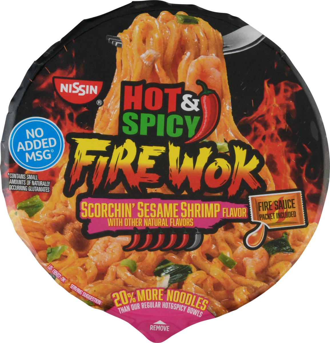 slide 4 of 9, Nissin Fire Wok Hot & Spicy Scorchin' Sesame Shrimp Flavor Stir Fry Asian Noodles in Sauce 4.55 oz, 4.55 oz