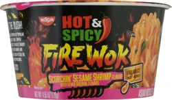Nissin Fire Wok Hot & Spicy Scorchin' Sesame Shrimp Flavor Stir Fry Asian Noodles in Sauce 4.55 oz
