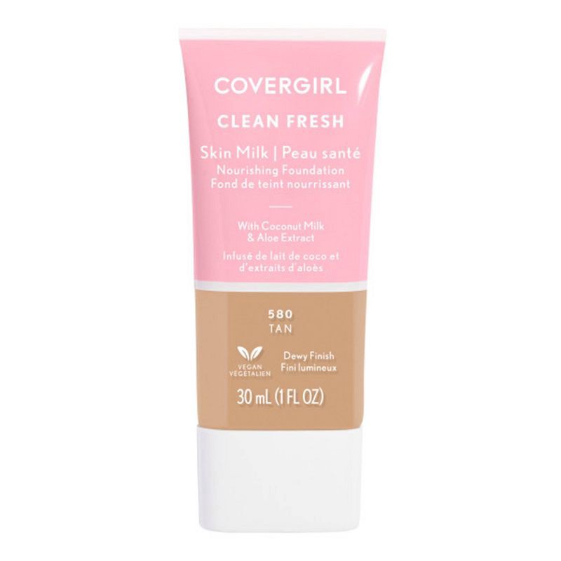 slide 1 of 7, COVERGIRL Clean Fresh Skin Milk Foundation Dewy Finish - 580 Tan - 1 fl oz, 1 fl oz