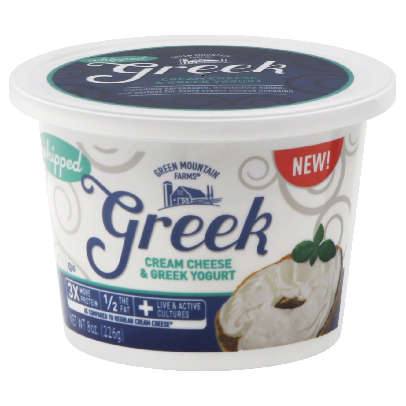 slide 1 of 1, Green Mountain Farms Greek Whipped Cream Cheese, 8 oz