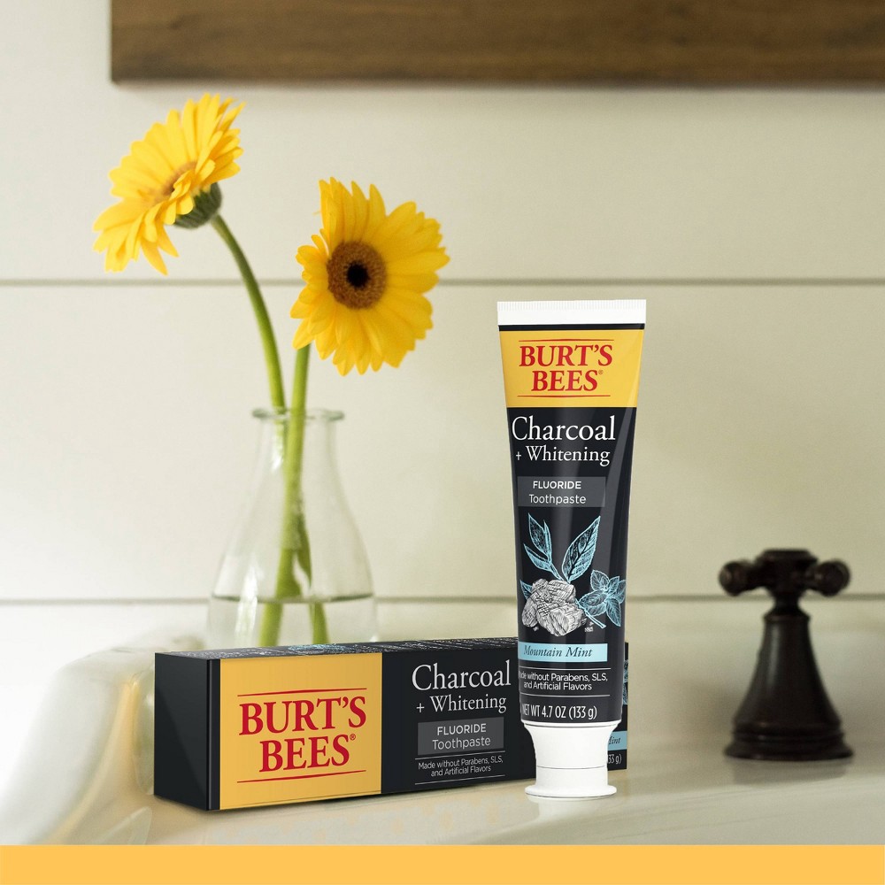 slide 5 of 9, Burt's Bees Charcoal Natural Toothpaste with Fluoride Peppermint - 4.7oz, 4.7 oz