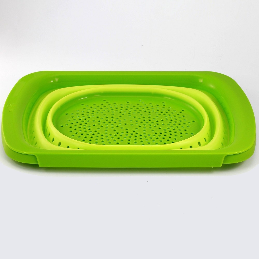 slide 2 of 3, Squish Over the Sink Expandable Colander - Green, 6 qt