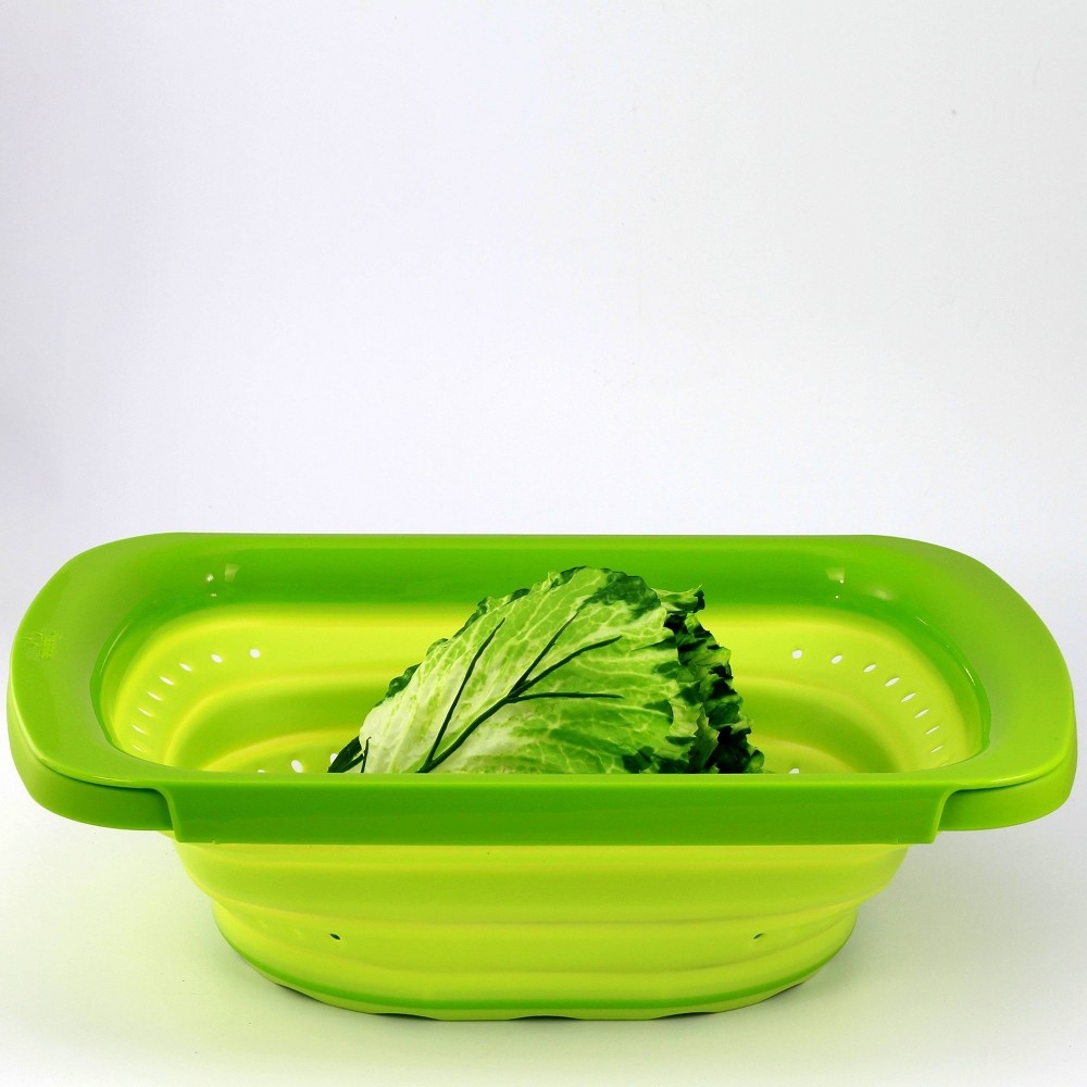 slide 3 of 3, Squish Over the Sink Expandable Colander - Green, 6 qt