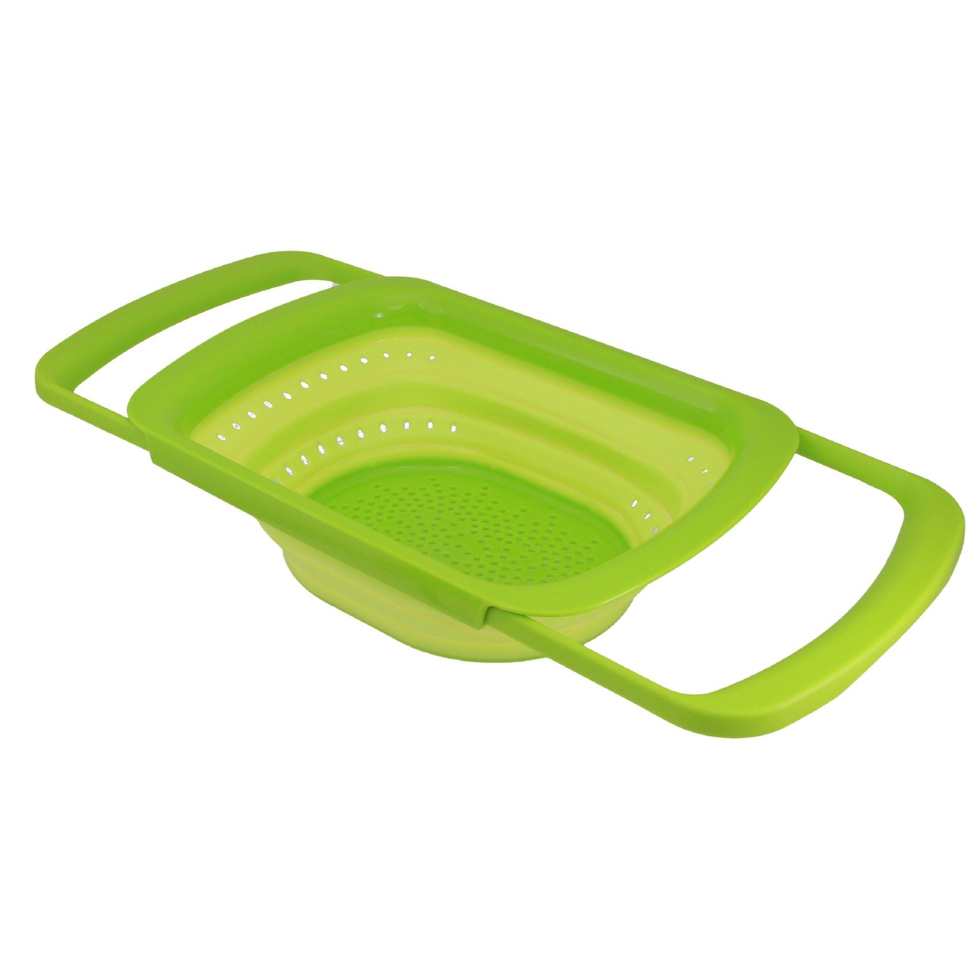 slide 1 of 3, Squish Over the Sink Expandable Colander - Green, 6 qt