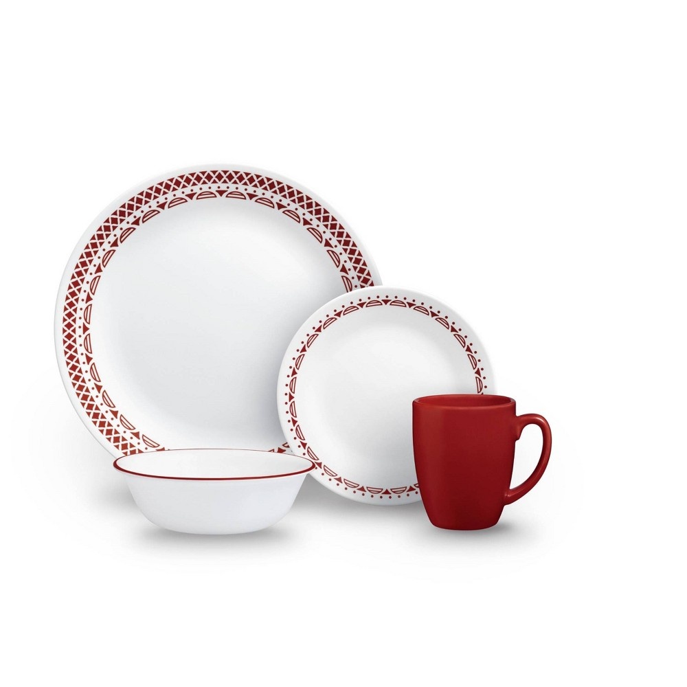 slide 4 of 6, Corelle 8.5" Glass Cordoba Salad Plate Red/White, 1 ct