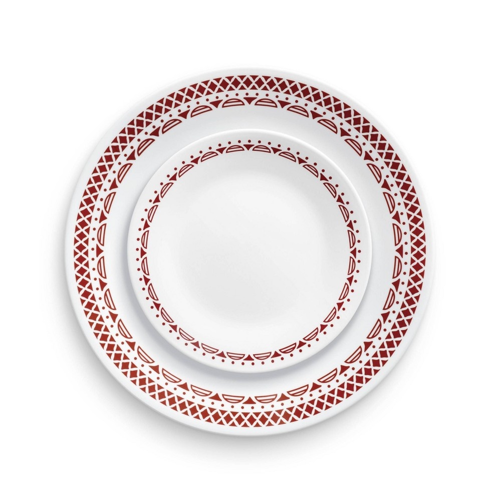 slide 6 of 6, Corelle 8.5" Glass Cordoba Salad Plate Red/White, 1 ct