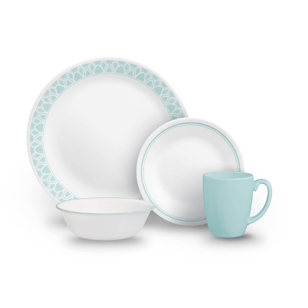 slide 2 of 3, Corelle Glass Delano Dining Bowl Teal/White, 18 oz