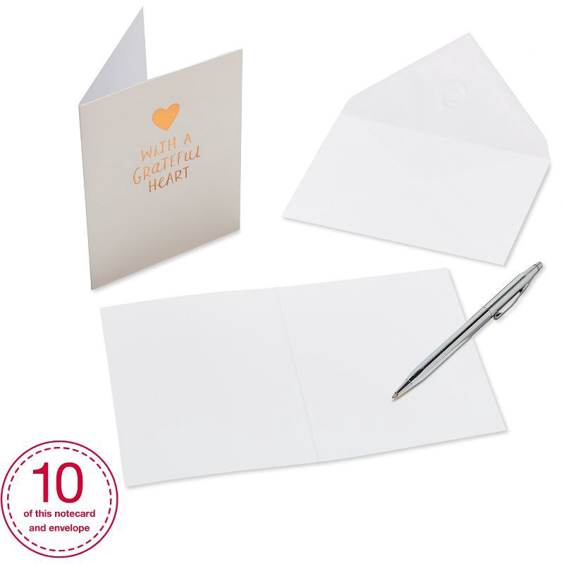 slide 3 of 4, American Greetings 10ct Thank You Cards with Envelopes Grateful Gold Heart, 10 ct