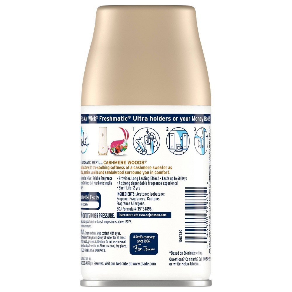 slide 2 of 6, Glade Cashmere Woods Automatic Spray Refill, 6.2 oz