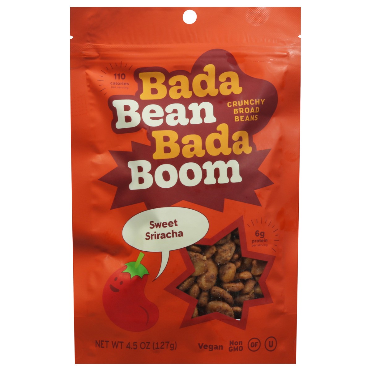 slide 1 of 11, Bada Bean Bada Boom Crunchy Sweet Sriracha Broad Beans 4.5 oz, 4.5 oz