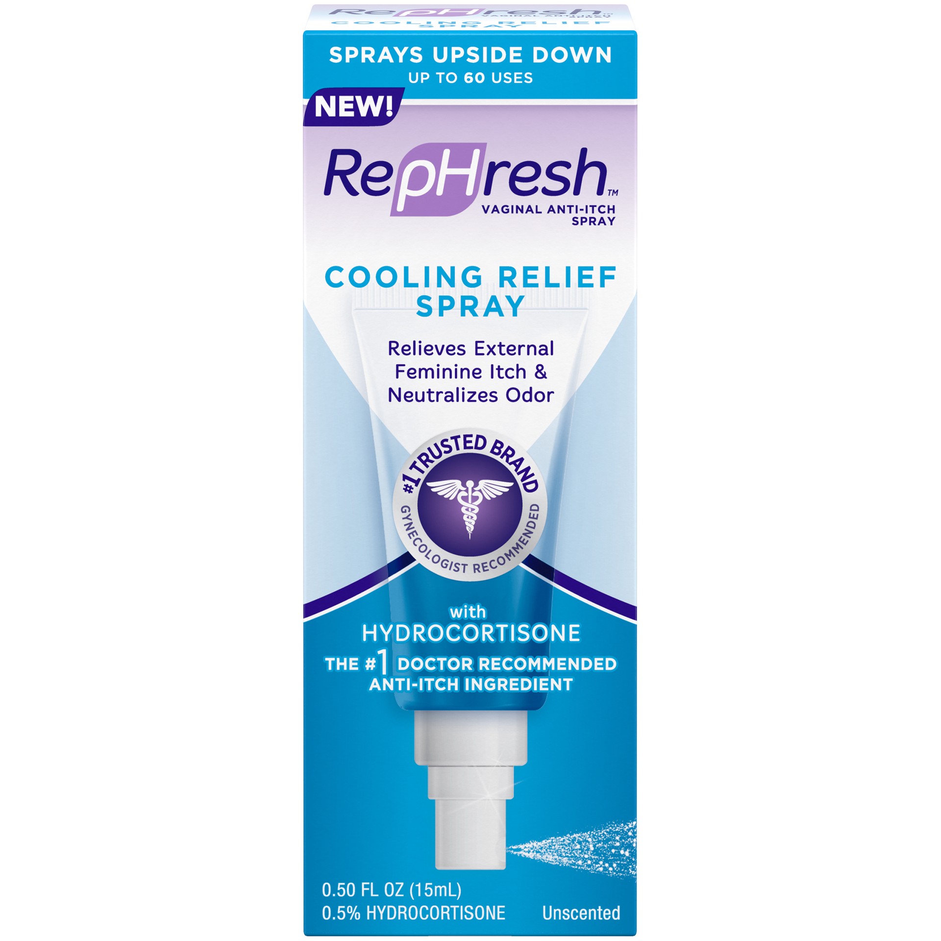 slide 1 of 7, RepHresh Vaginal Anti-itch Cooling Relief Spray 0.5oz., 0.50 fl oz