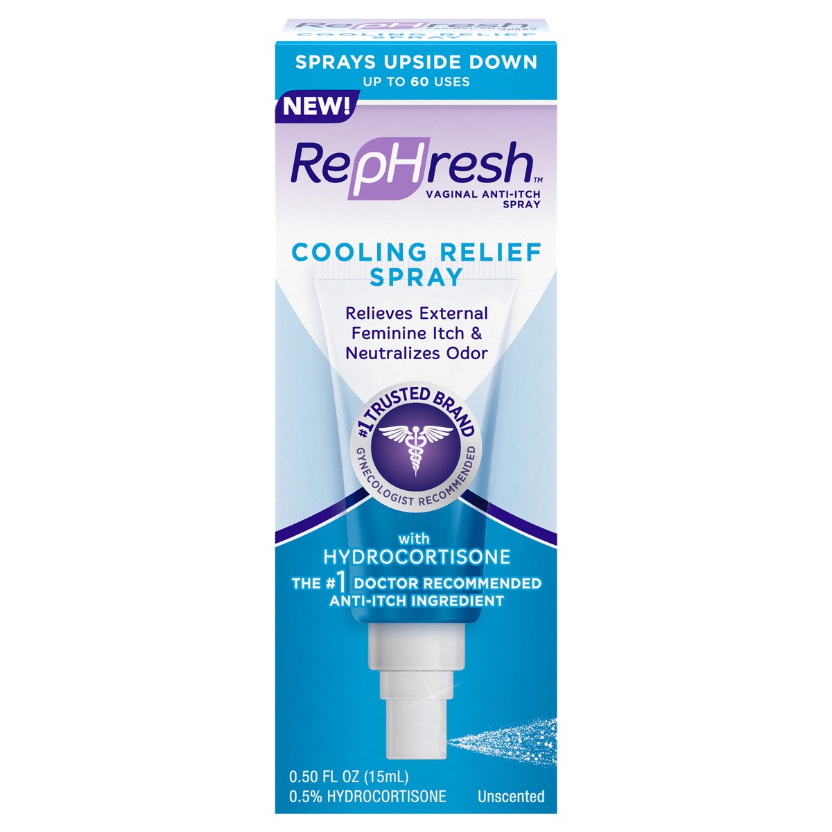 slide 1 of 7, RepHresh Vaginal Anti-itch Cooling Relief Spray 0.5oz., 0.50 fl oz