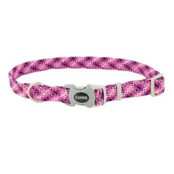 Coastal Proact Adjustable Woven ReflectDog Collar - Pixel Pink - Large