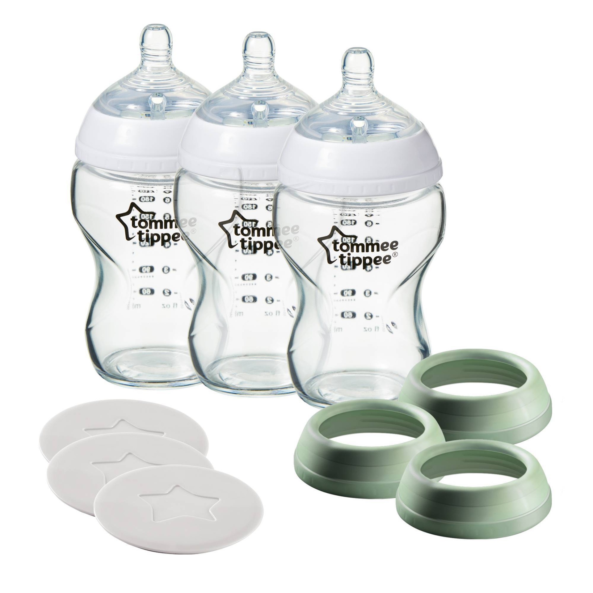 slide 1 of 5, Tommee Tippee Closer to Nature Glass Bottle, 3 ct; 9 oz