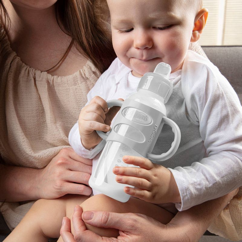slide 4 of 6, Dr. Brown's 8oz Milestones Narrow Sippy Bottle with Silicone Handles & Soft Spout - 6m+ - Gray, 8 oz