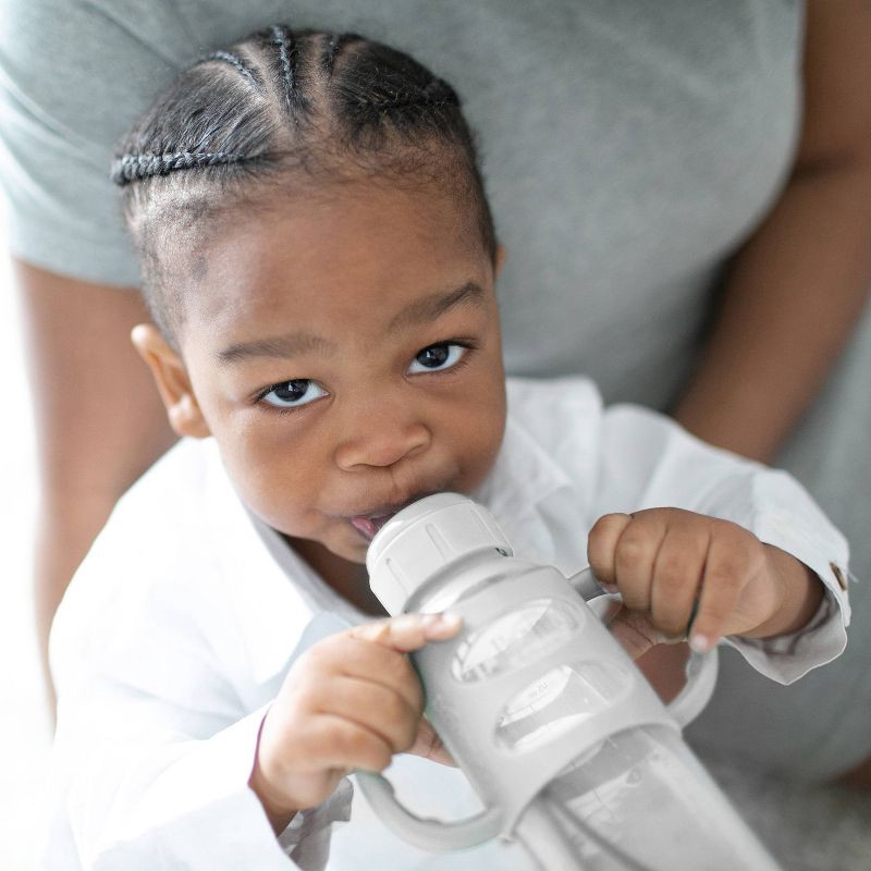 slide 5 of 6, Dr. Brown's 8oz Milestones Narrow Sippy Bottle with Silicone Handles & Soft Spout - 6m+ - Gray, 8 oz
