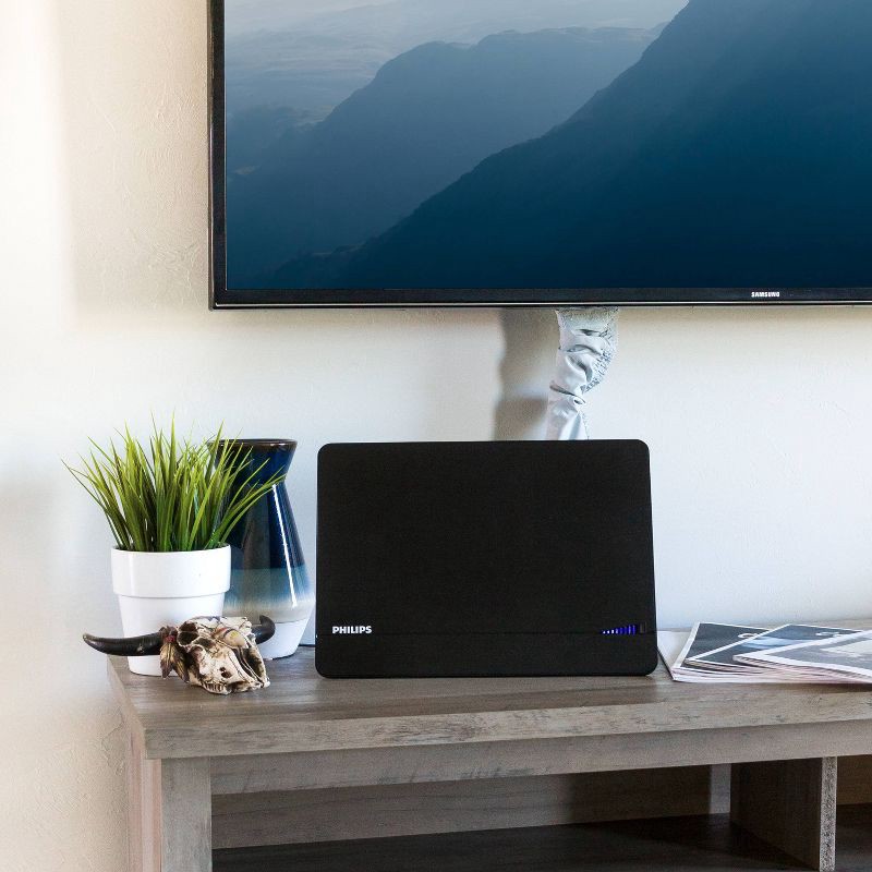 slide 7 of 7, Philips Elite Indoor Amplified Signal Finder TV Antenna with 10 ft. Coax Included - Black: HDTV & Wall Mount, 10 ft