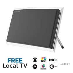 Philips Crystal HD Indoor Amplified TV Antenna with 6' Coaxial Cable – Black