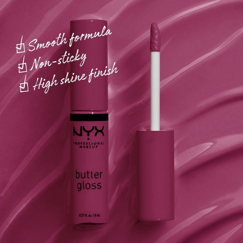 slide 4 of 8, NYX Professional Makeup Butter Lip Gloss - 41 Cranberry Pie - 0.27 fl oz, 0.27 fl oz